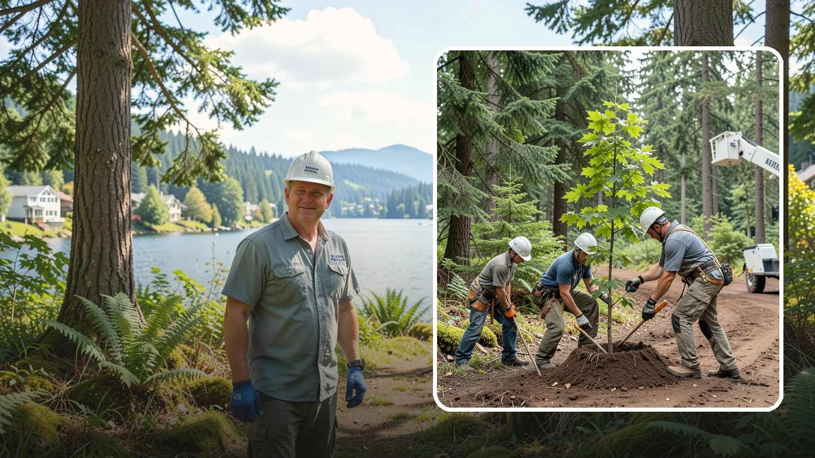 Reforestation planting in Milton, King County, WA - Larger-scale planting to re-establish tree cover.