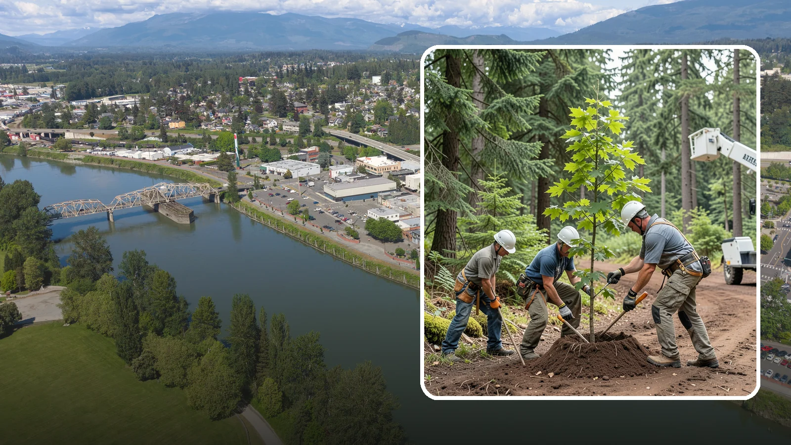 Reforestation planting in Mount Vernon, Skagit County, WA - Larger-scale planting to re-establish tree cover.