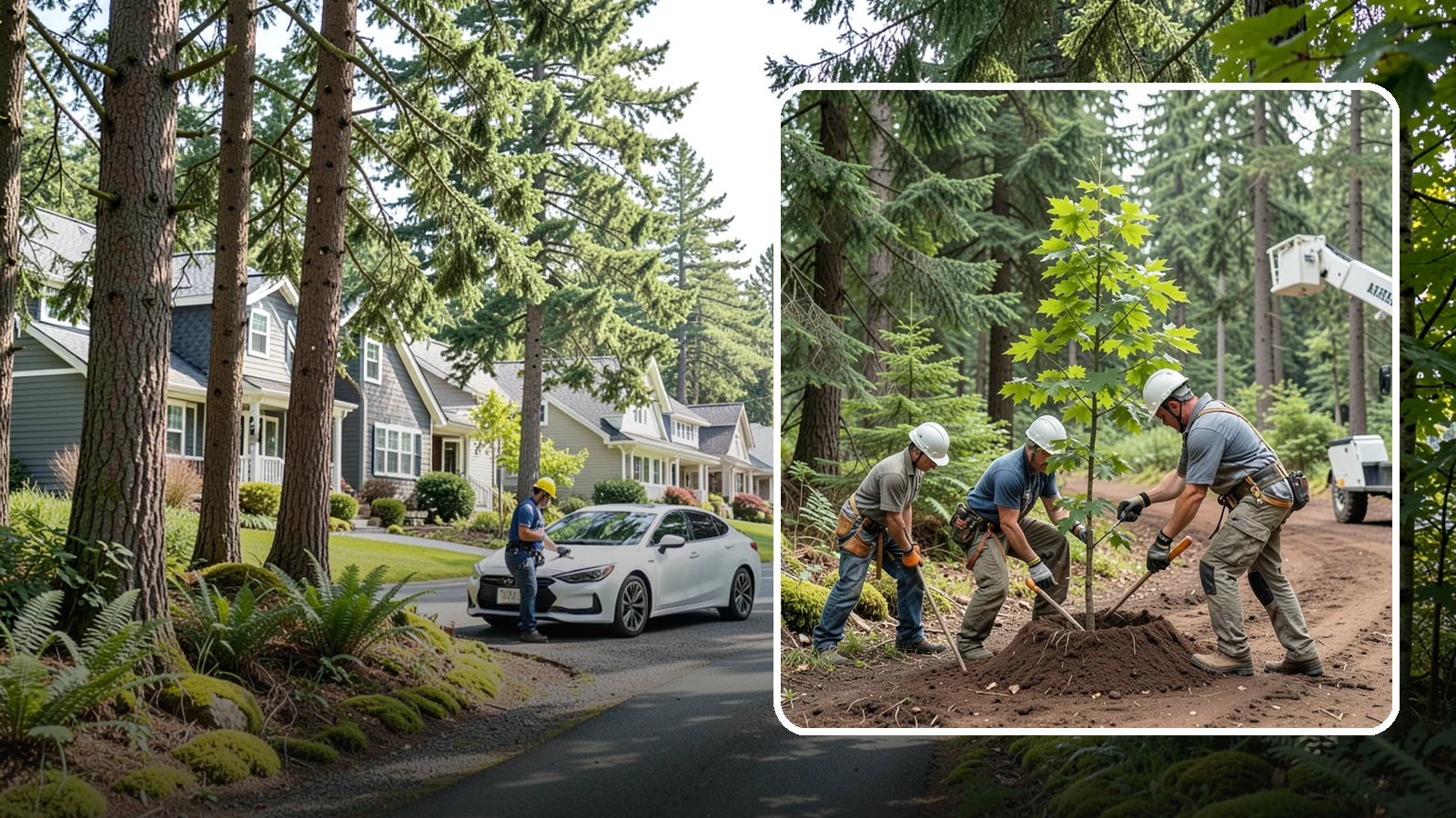 Reforestation planting in Normandy Park, King County, WA - Larger-scale planting to re-establish tree cover.