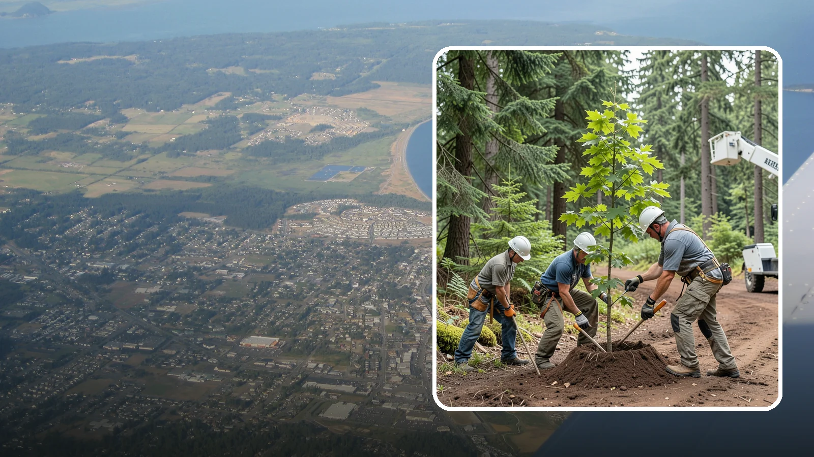 Reforestation planting in Oak Harbor, Island County, WA - Larger-scale planting to re-establish tree cover.