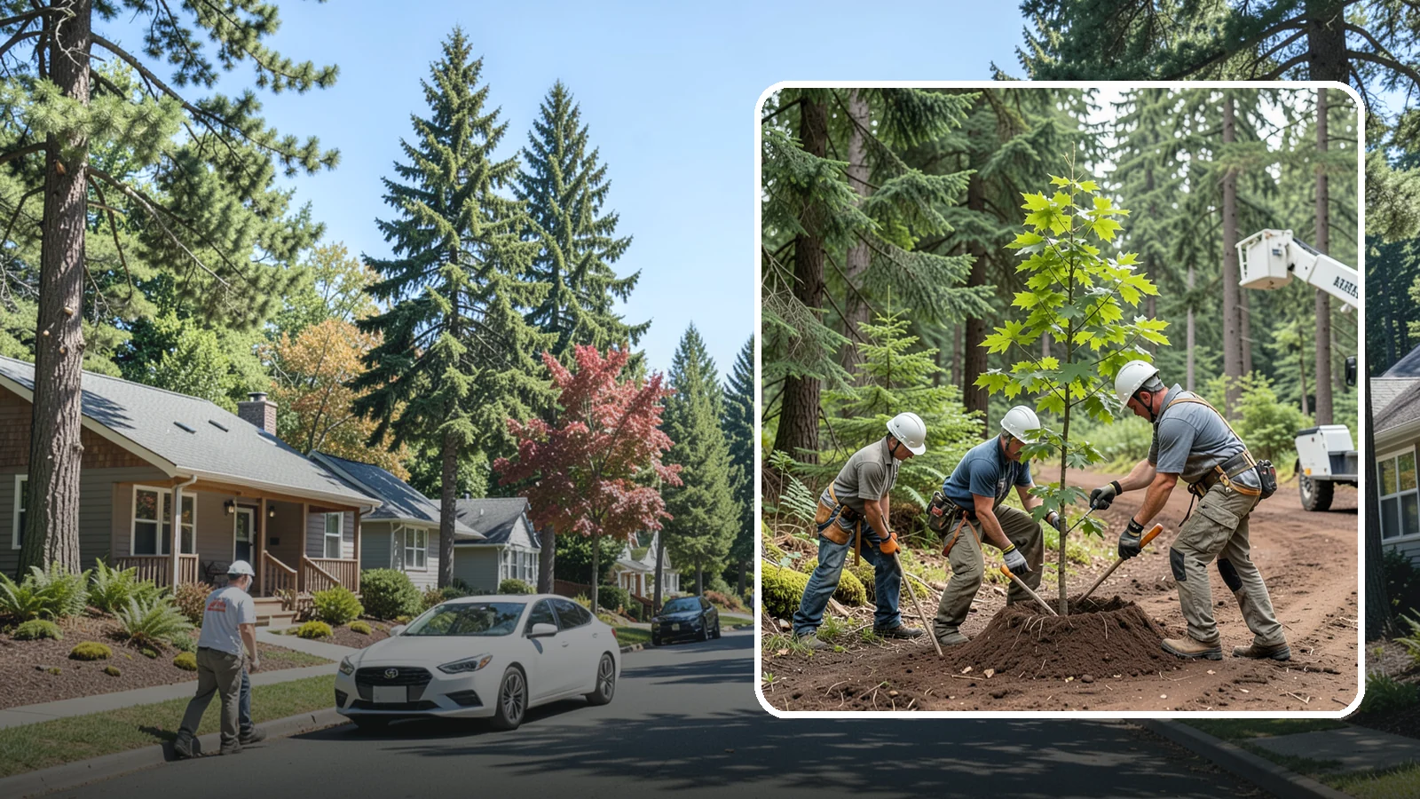 Reforestation planting in Orting, Pierce County, WA - Larger-scale planting to re-establish tree cover.