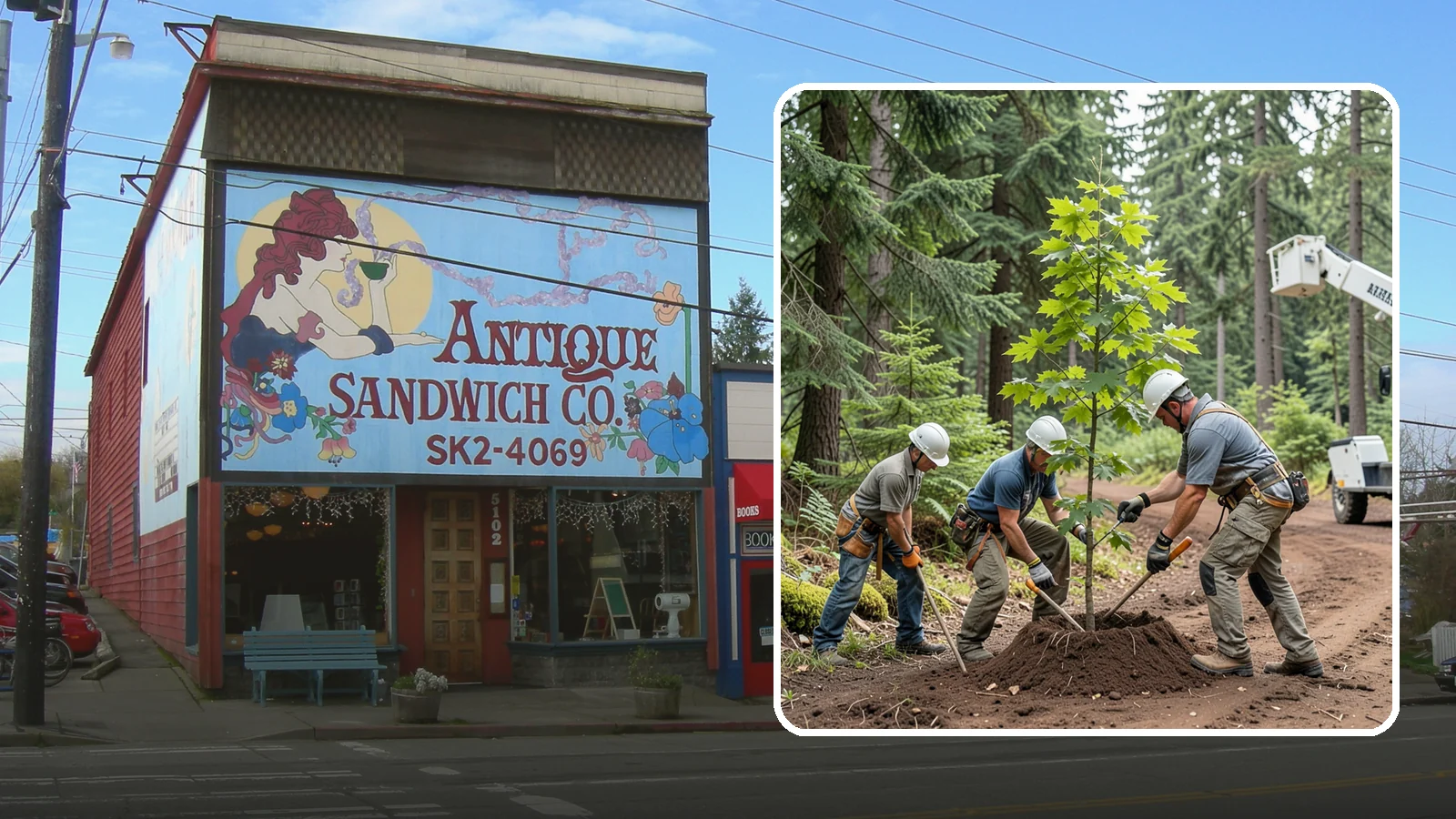 Reforestation planting in Ruston, Pierce County, WA - Larger-scale planting to re-establish tree cover.