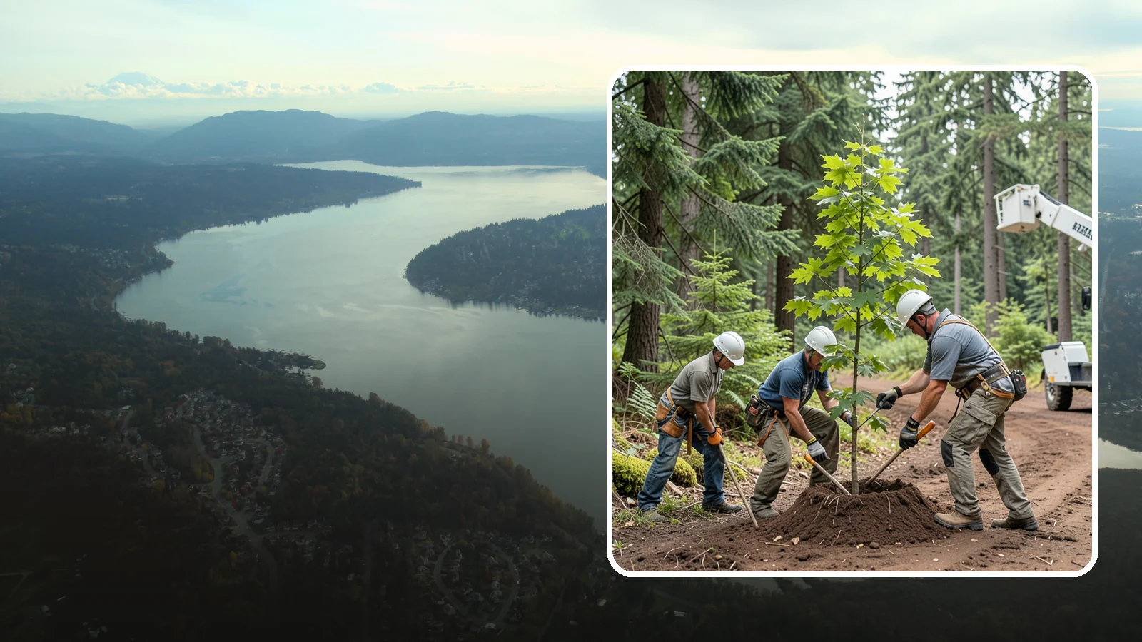 Reforestation planting in Sammamish, King County, WA - Larger-scale planting to re-establish tree cover.