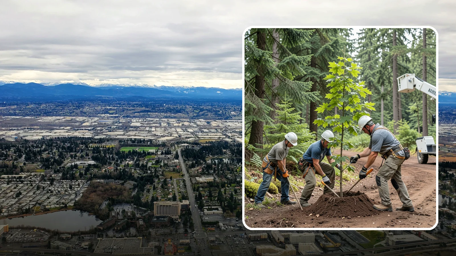 Reforestation planting in SeaTac, King County, WA - Larger-scale planting to re-establish tree cover.