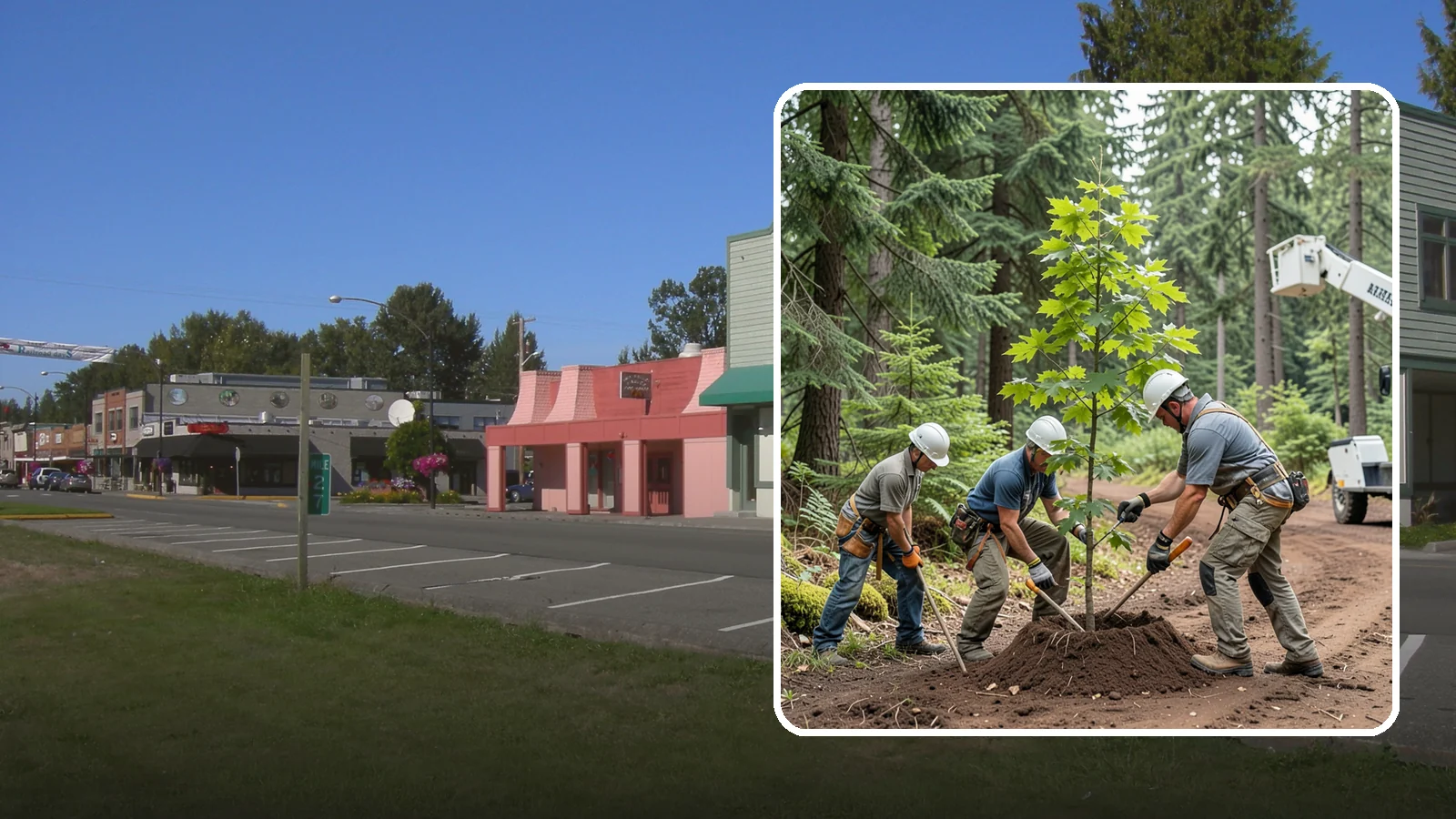 Reforestation planting in Snoqualmie, King County, WA - Larger-scale planting to re-establish tree cover.