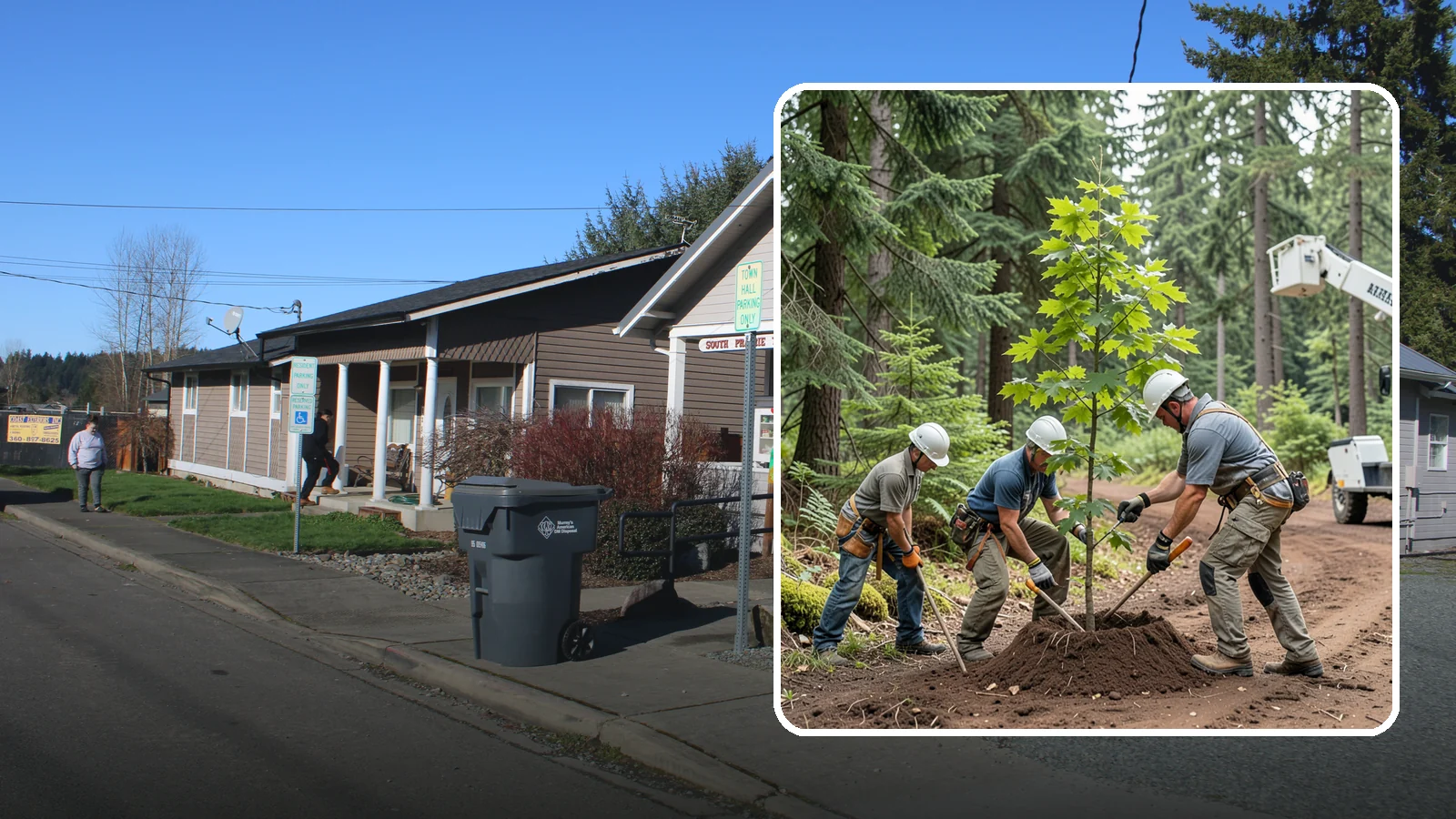 Reforestation planting in South Prairie, Pierce County, WA - Larger-scale planting to re-establish tree cover.