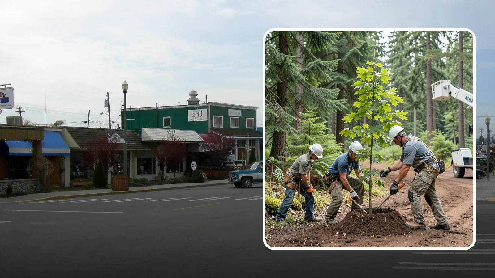 Reforestation planting in Stanwood, Snohomish County, WA - Larger-scale planting to re-establish tree cover.