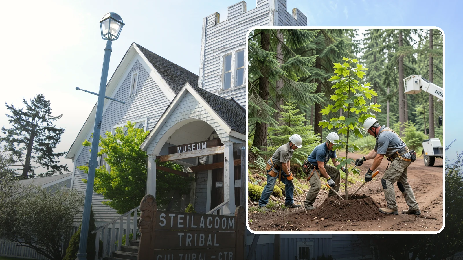 Reforestation planting in Steilacoom, Pierce County, WA - Larger-scale planting to re-establish tree cover.