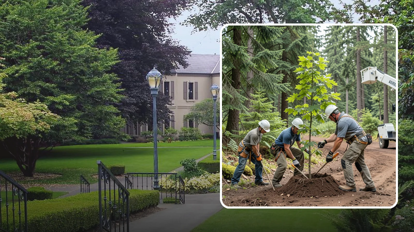 Reforestation planting in Woodinville, King County, WA - Larger-scale planting to re-establish tree cover.