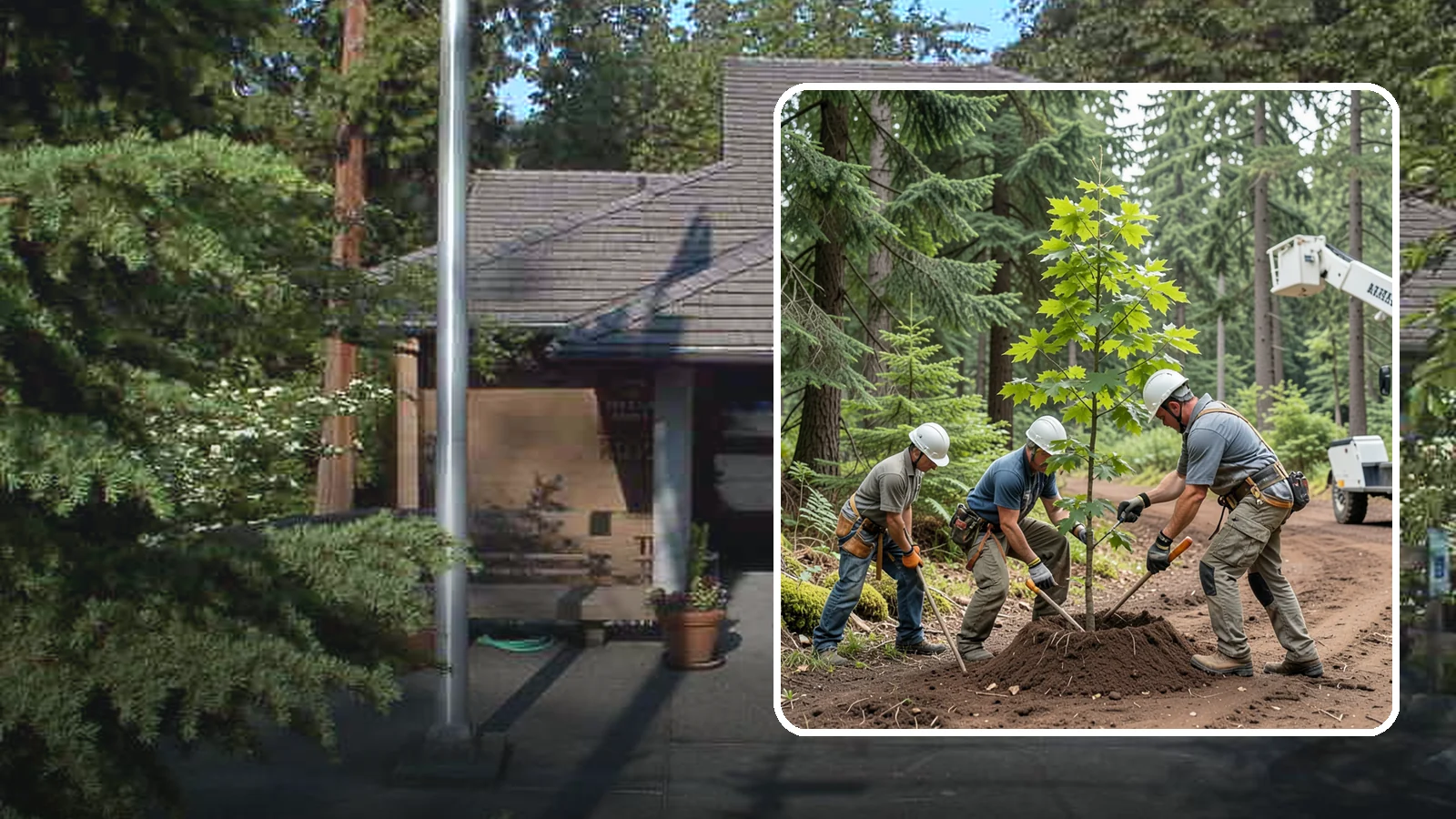 Reforestation planting in Yarrow Point, King County, WA - Larger-scale planting to re-establish tree cover.
