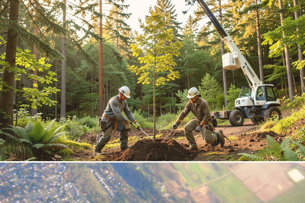 Right-of-way clearing in Algona, King County, WA - This work can be performed year-round in Puget Sound but requires specific methods for wet or frozen ground common during winter.