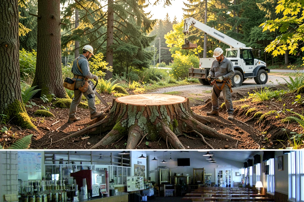 Right-of-way clearing in Black Diamond, King County, WA - This work can be performed year-round in Puget Sound but requires specific methods for wet or frozen ground common during winter.