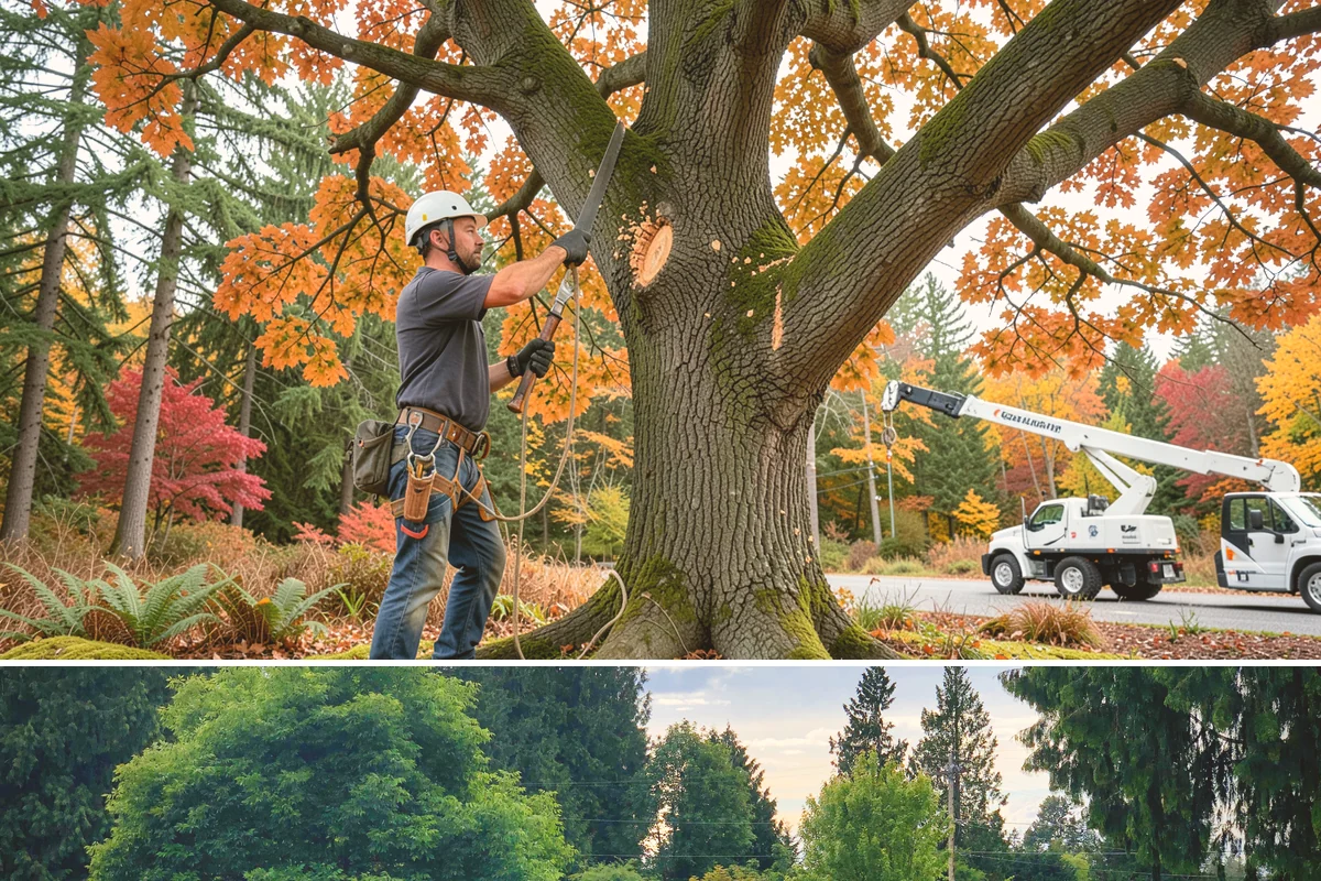 Right-of-way clearing in Bonney Lake, Pierce County, WA - This work can be performed year-round in Puget Sound but requires specific methods for wet or frozen ground common during winter.