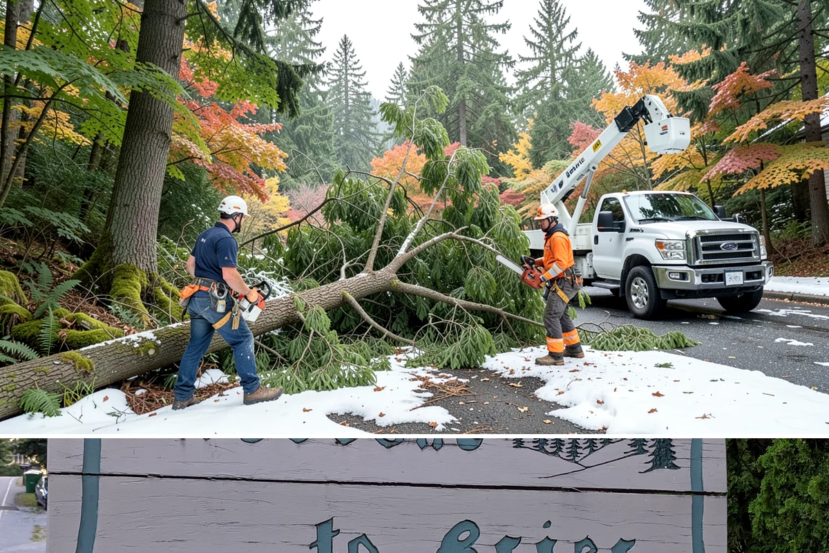 Right-of-way clearing in Brier, Snohomish County, WA - This work can be performed year-round in Puget Sound but requires specific methods for wet or frozen ground common during winter.