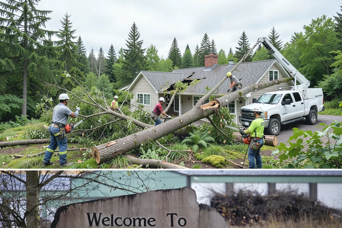 Right-of-way clearing in Buckley, Pierce County, WA - This work can be performed year-round in Puget Sound but requires specific methods for wet or frozen ground common during winter.
