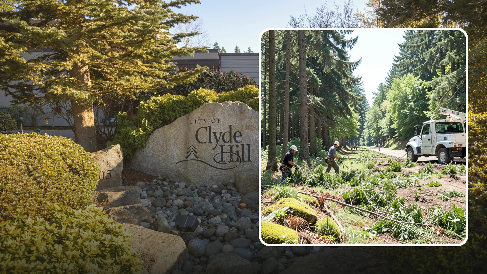 Right-of-way clearing in Clyde Hill, King County, WA - The clearing of vegetation along easements and access corridors.