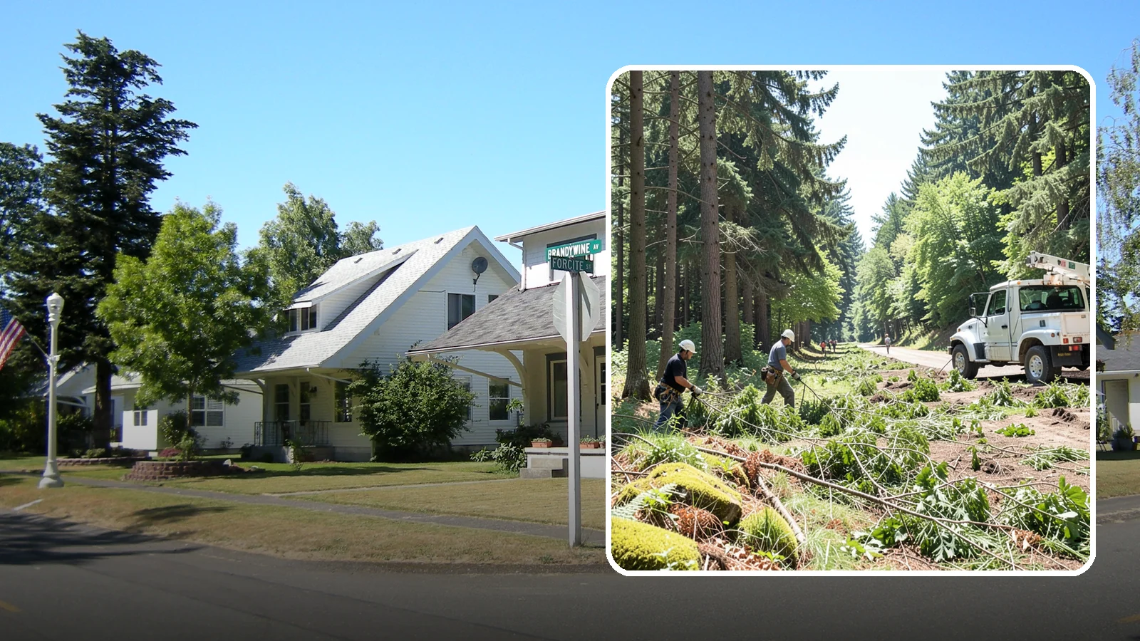 Right-of-way clearing in DuPont, Pierce County, WA - The clearing of vegetation along easements and access corridors.