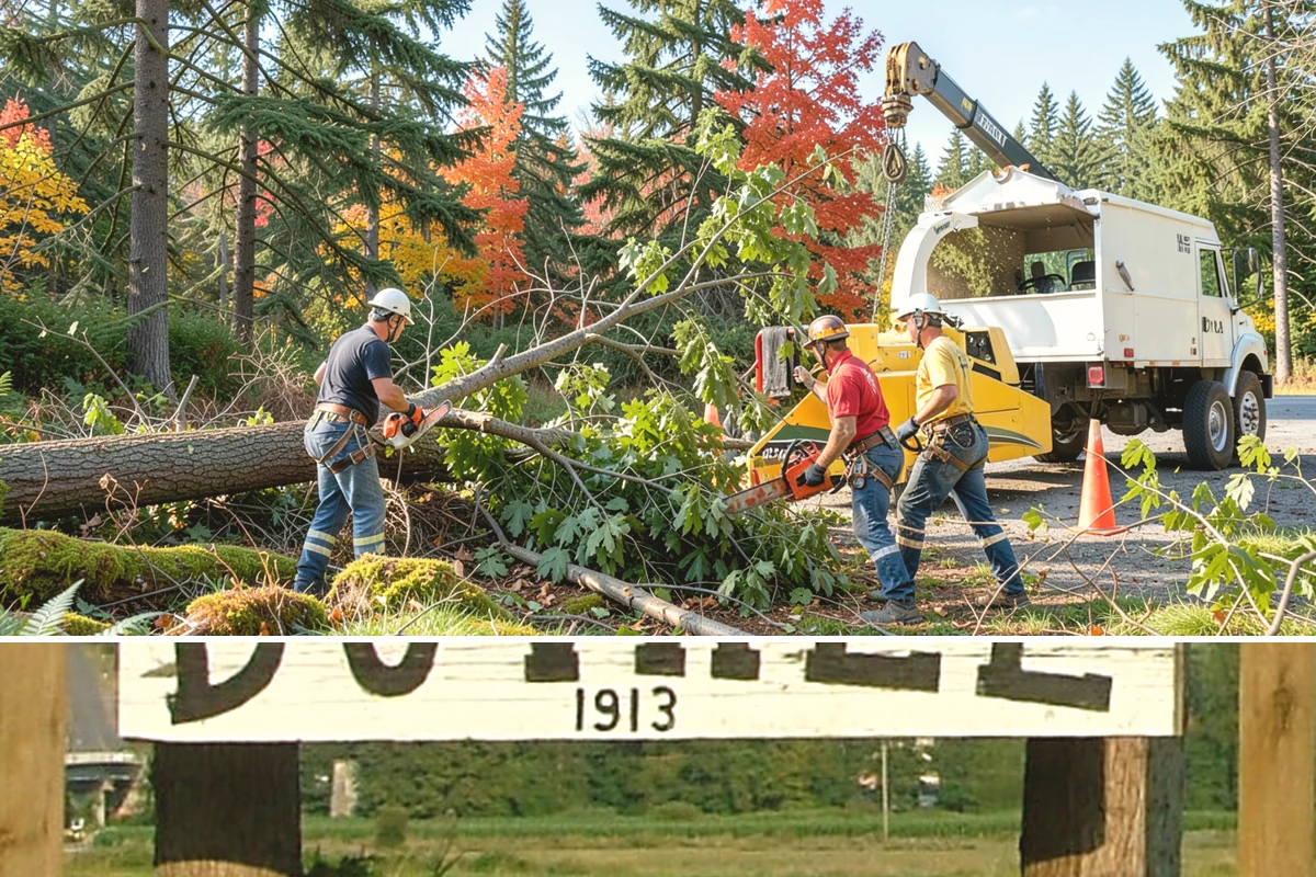 Right-of-way clearing in Duvall, King County, WA - This work can be performed year-round in Puget Sound but requires specific methods for wet or frozen ground common during winter.