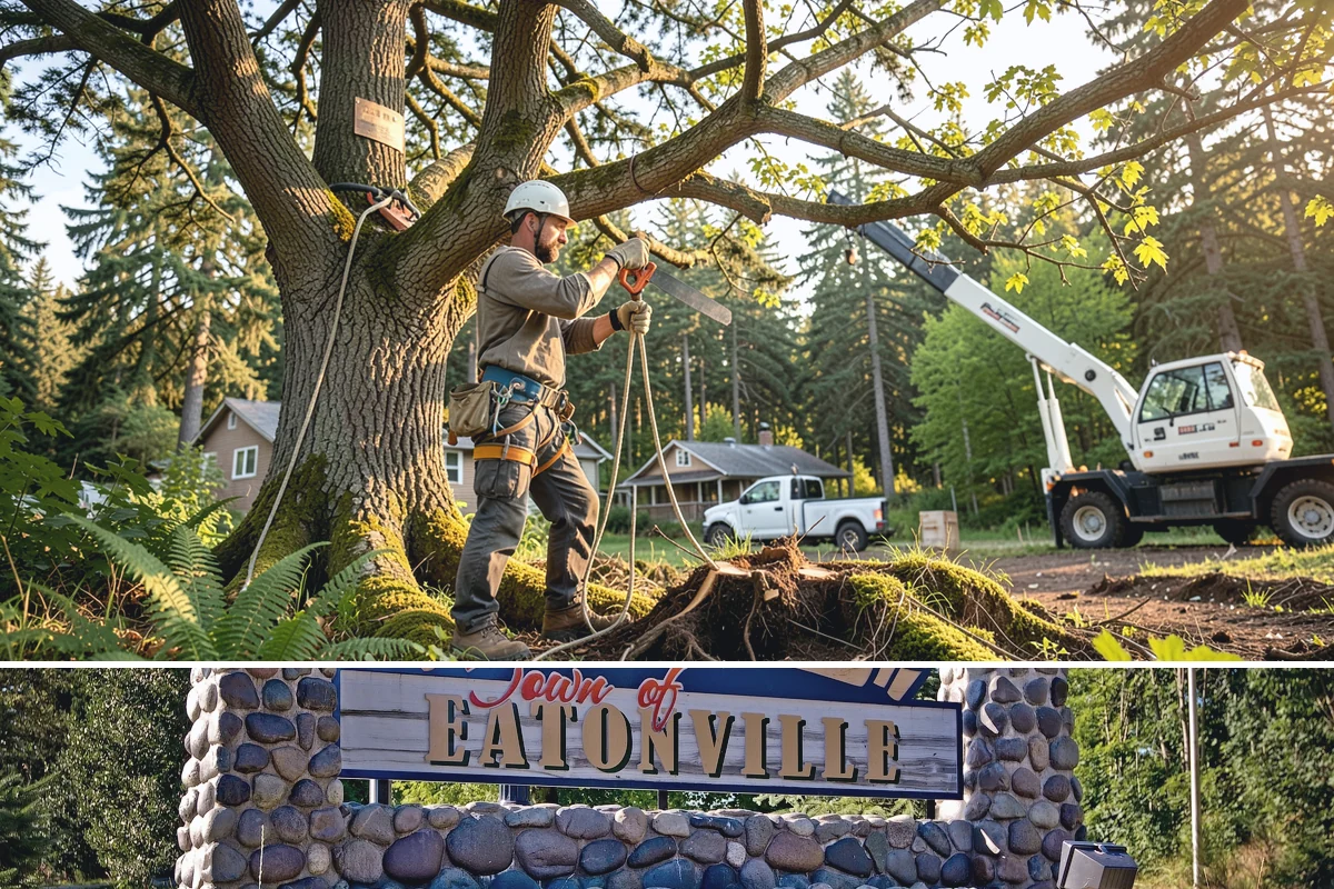 Right-of-way clearing in Eatonville, Pierce County, WA - This work can be performed year-round in Puget Sound but requires specific methods for wet or frozen ground common during winter.