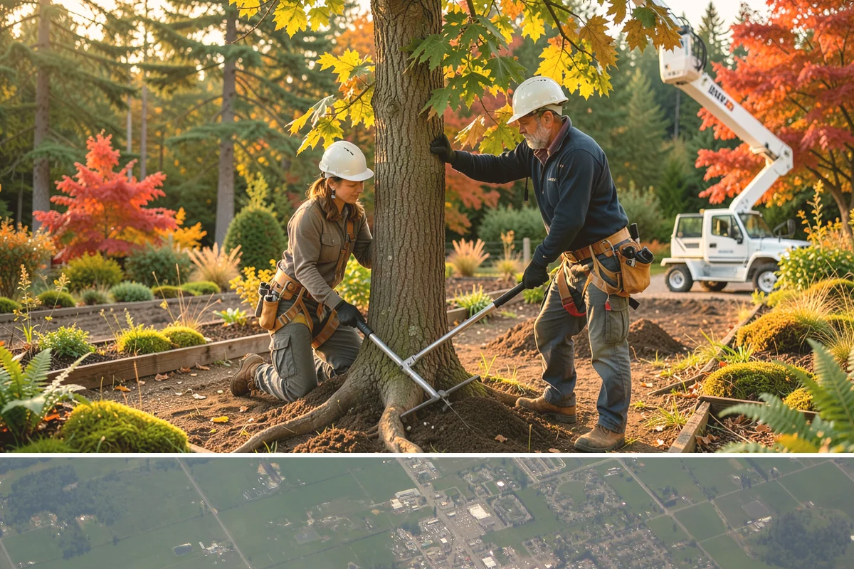 Right-of-way clearing in Enumclaw, King County, WA - This work can be performed year-round in Puget Sound but requires specific methods for wet or frozen ground common during winter.