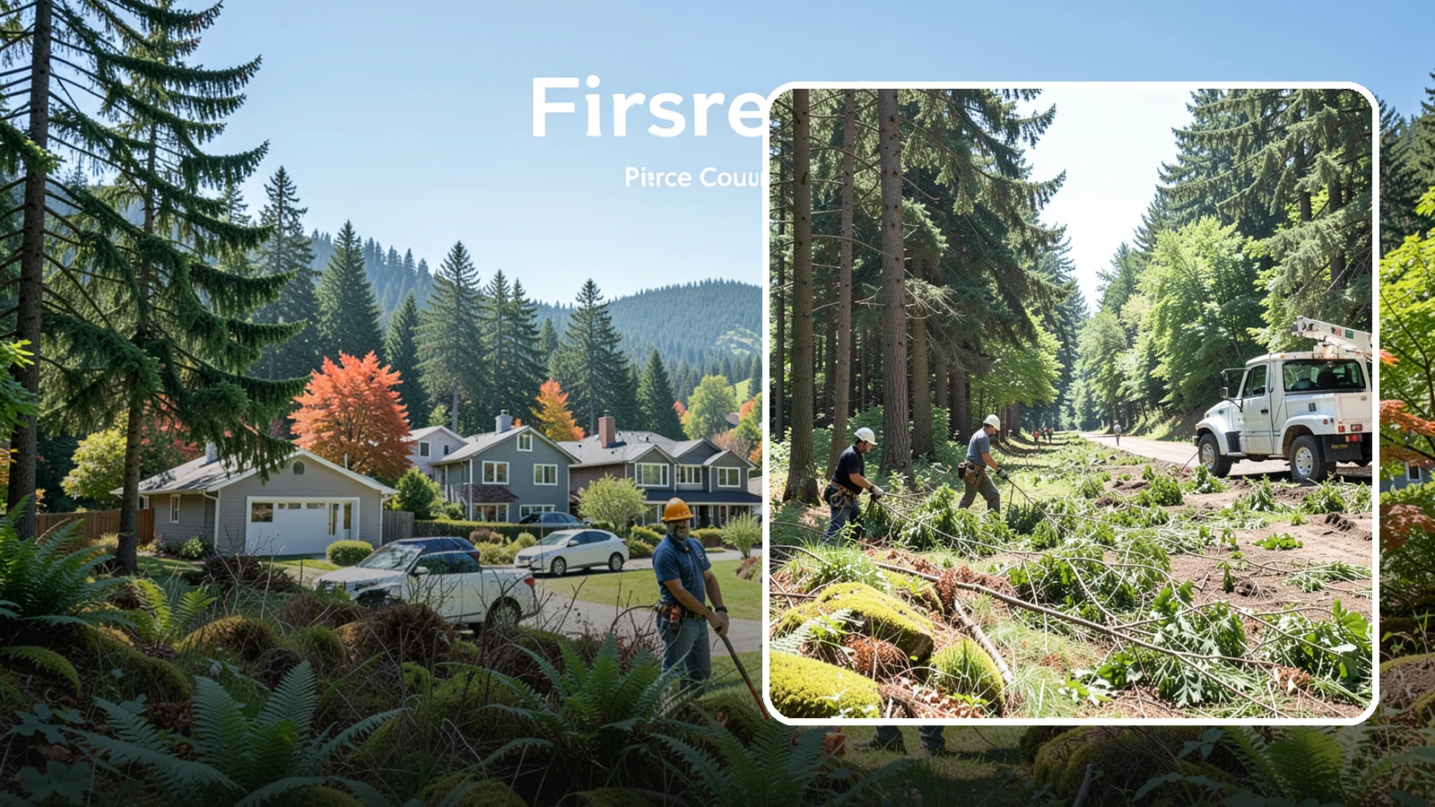 Right-of-way clearing in Fircrest, Pierce County, WA - The clearing of vegetation along easements and access corridors.