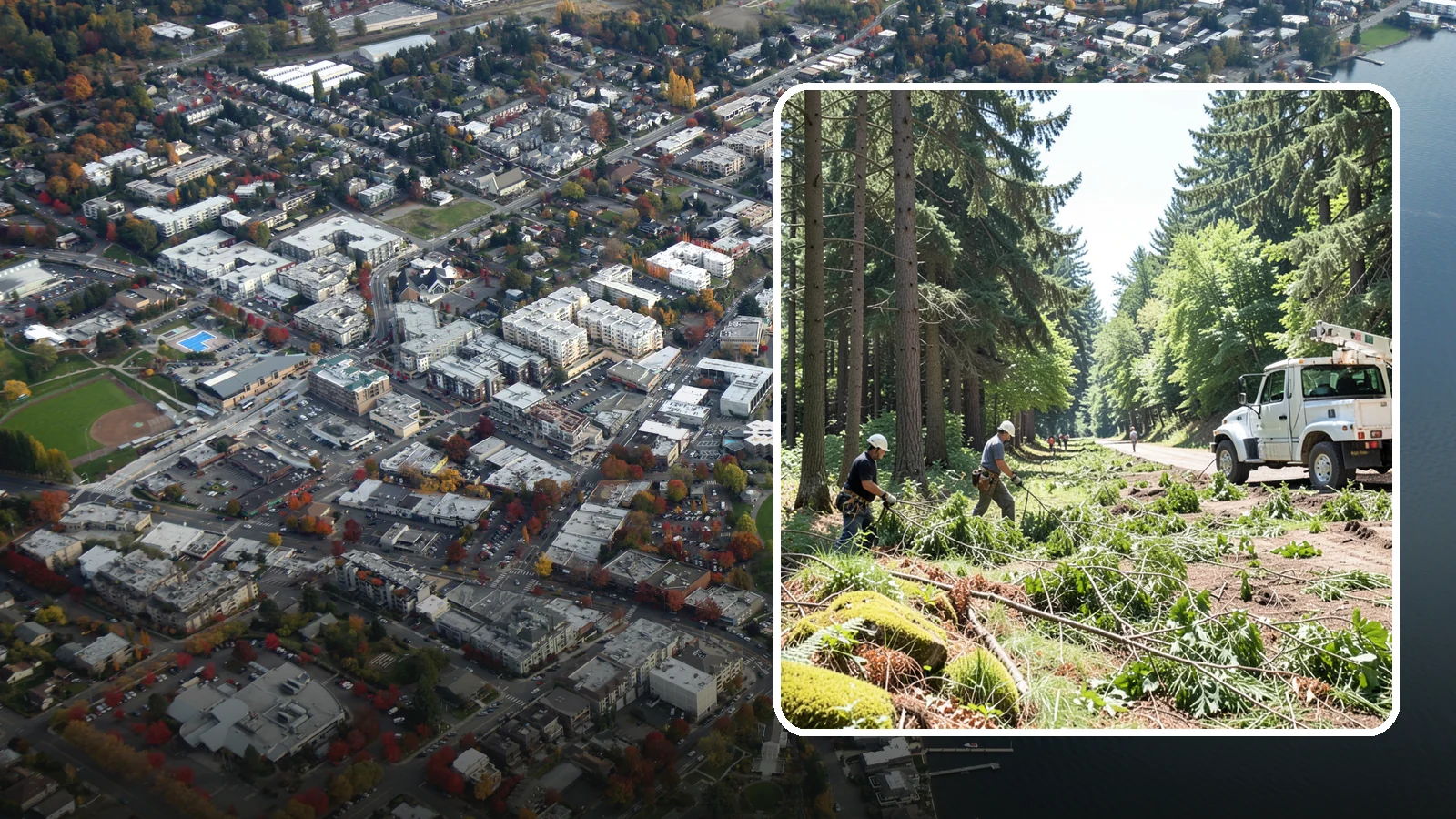 Right-of-way clearing in Kirkland, King County, WA - The clearing of vegetation along easements and access corridors.