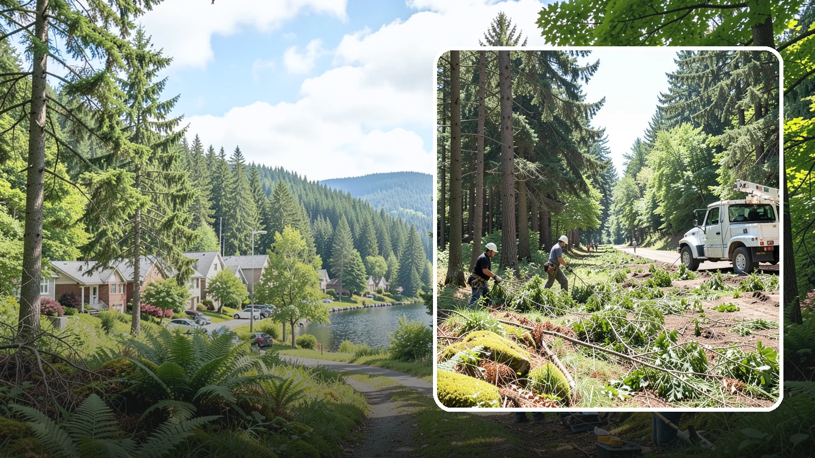 Right-of-way clearing in Lake Forest Park, King County, WA - The clearing of vegetation along easements and access corridors.