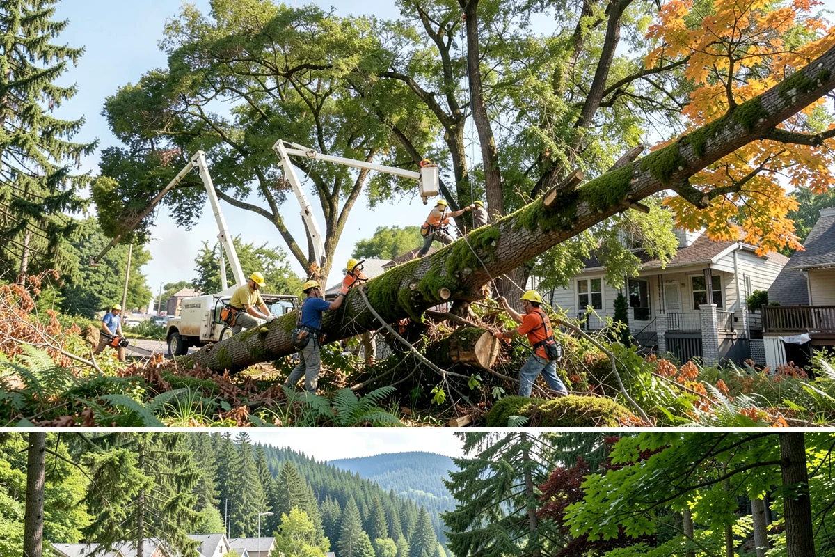 Right-of-way clearing in Lake Forest Park, King County, WA - This work can be performed year-round in Puget Sound but requires specific methods for wet or frozen ground common during winter.