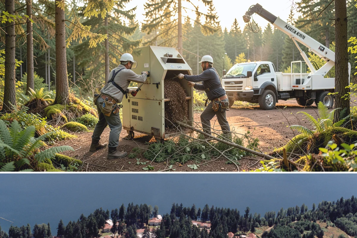Right-of-way clearing in Lakewood, Pierce County, WA - This work can be performed year-round in Puget Sound but requires specific methods for wet or frozen ground common during winter.