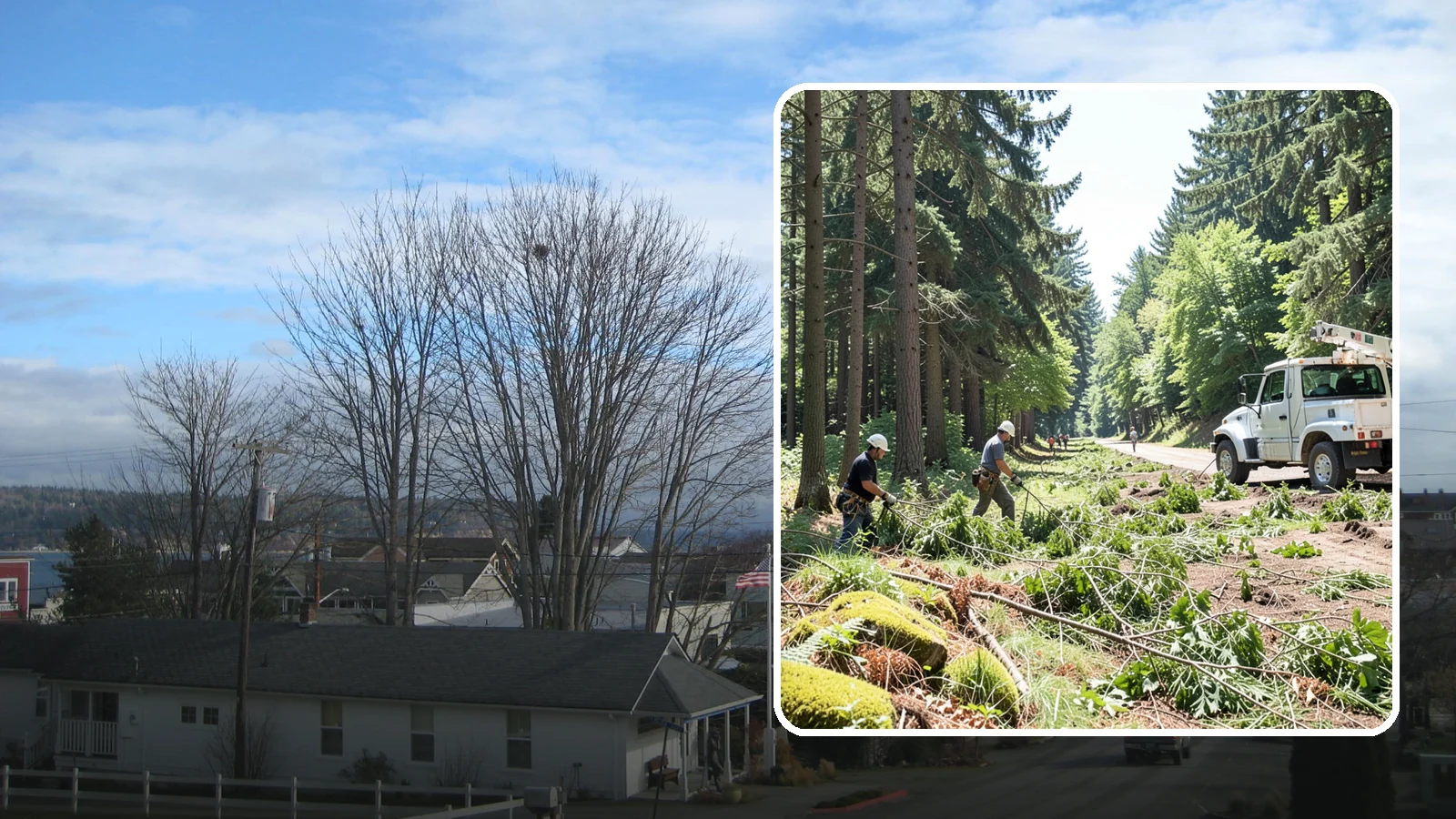 Right-of-way clearing in Langley, Island County, WA - The clearing of vegetation along easements and access corridors.
