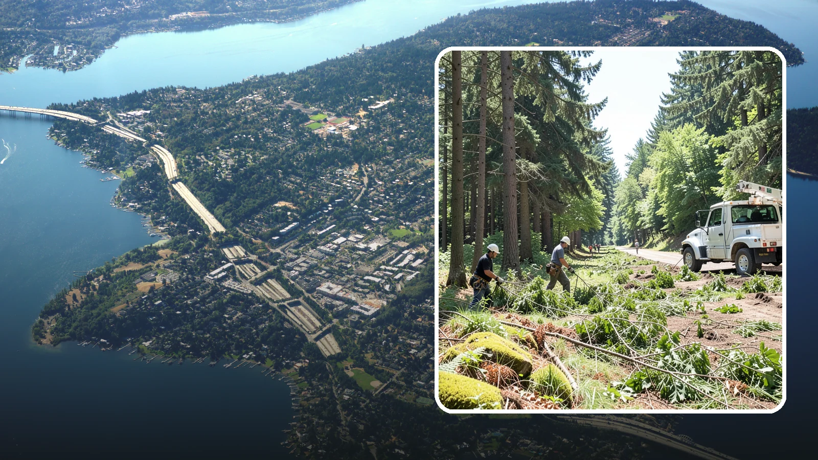 Right-of-way clearing in Mercer Island, King County, WA - The clearing of vegetation along easements and access corridors.
