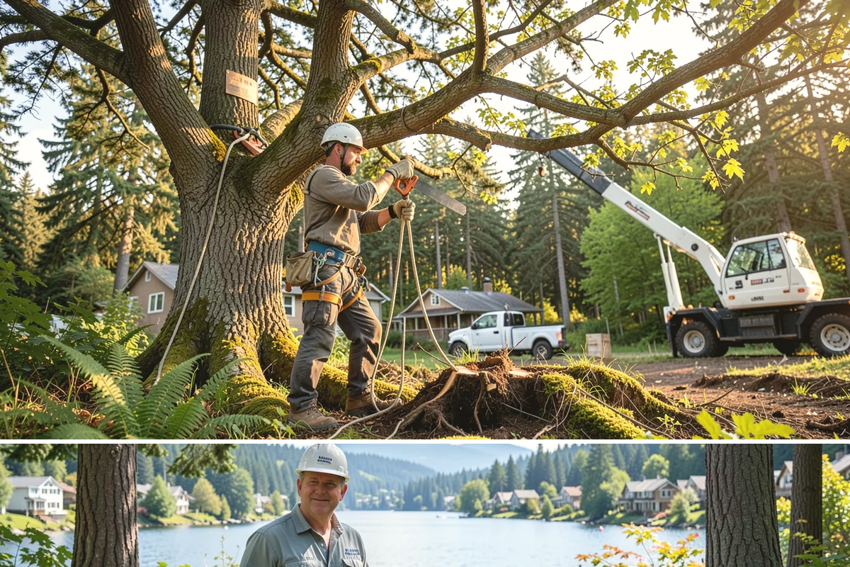 Right-of-way clearing in Milton, King County, WA - This work can be performed year-round in Puget Sound but requires specific methods for wet or frozen ground common during winter.