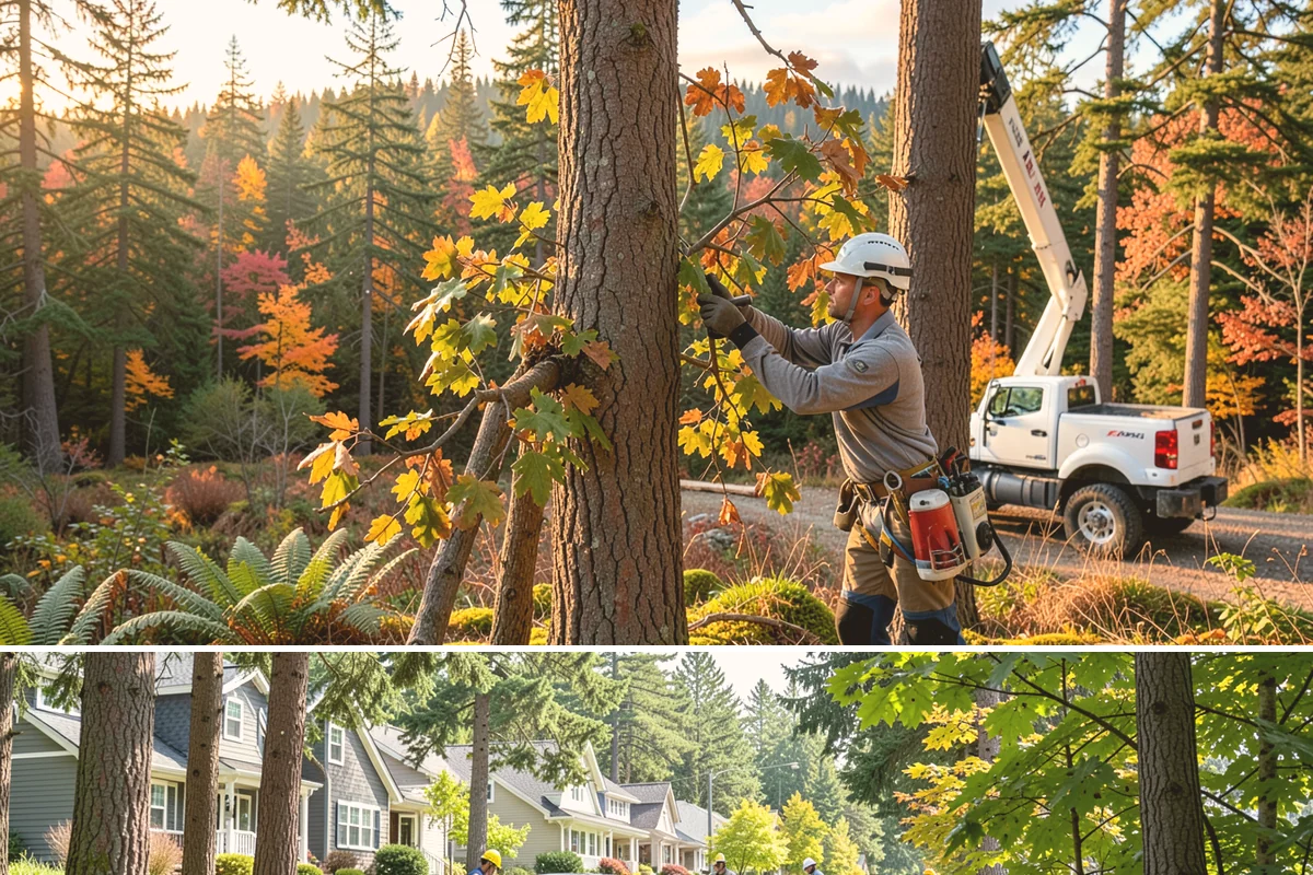 Right-of-way clearing in Normandy Park, King County, WA - This work can be performed year-round in Puget Sound but requires specific methods for wet or frozen ground common during winter.