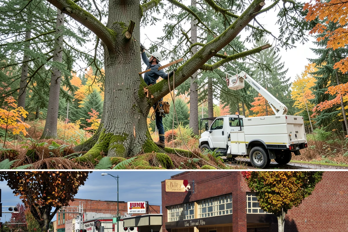 Right-of-way clearing in Puyallup, Pierce County, WA - This work can be performed year-round in Puget Sound but requires specific methods for wet or frozen ground common during winter.