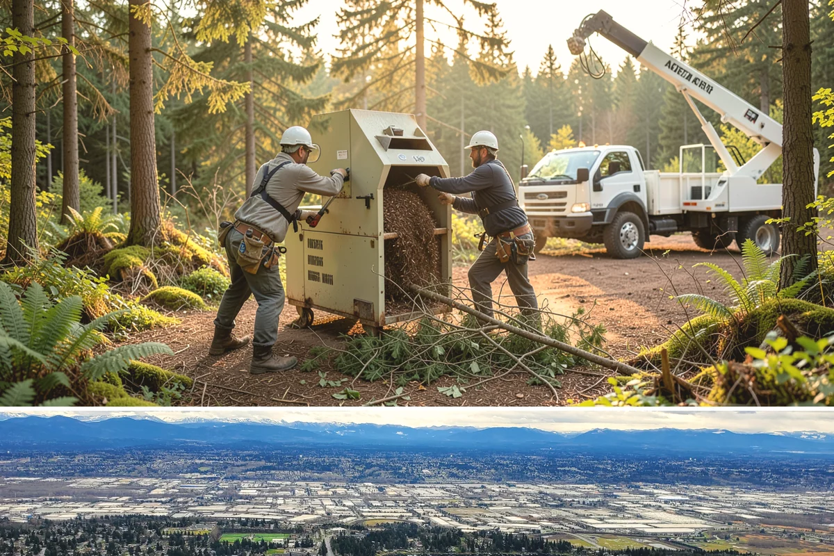 Right-of-way clearing in SeaTac, King County, WA - This work can be performed year-round in Puget Sound but requires specific methods for wet or frozen ground common during winter.
