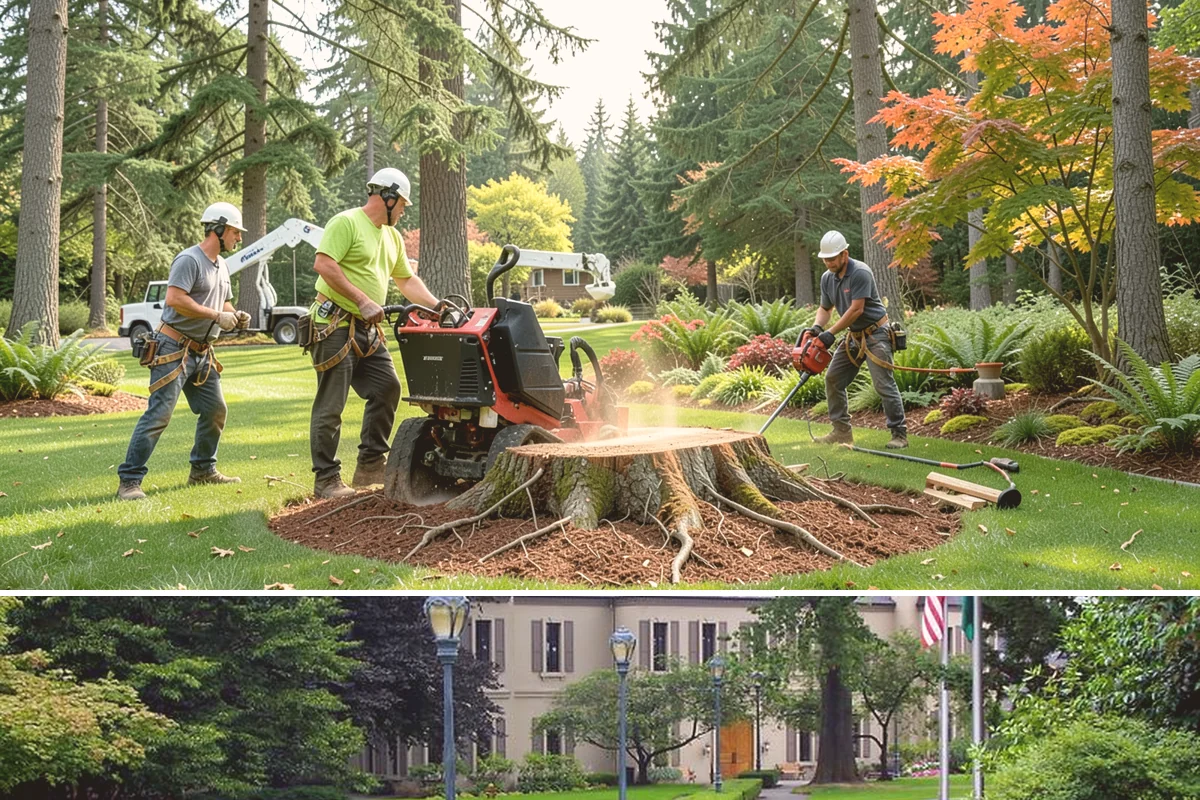 Right-of-way clearing in Woodinville, King County, WA - This work can be performed year-round in Puget Sound but requires specific methods for wet or frozen ground common during winter.