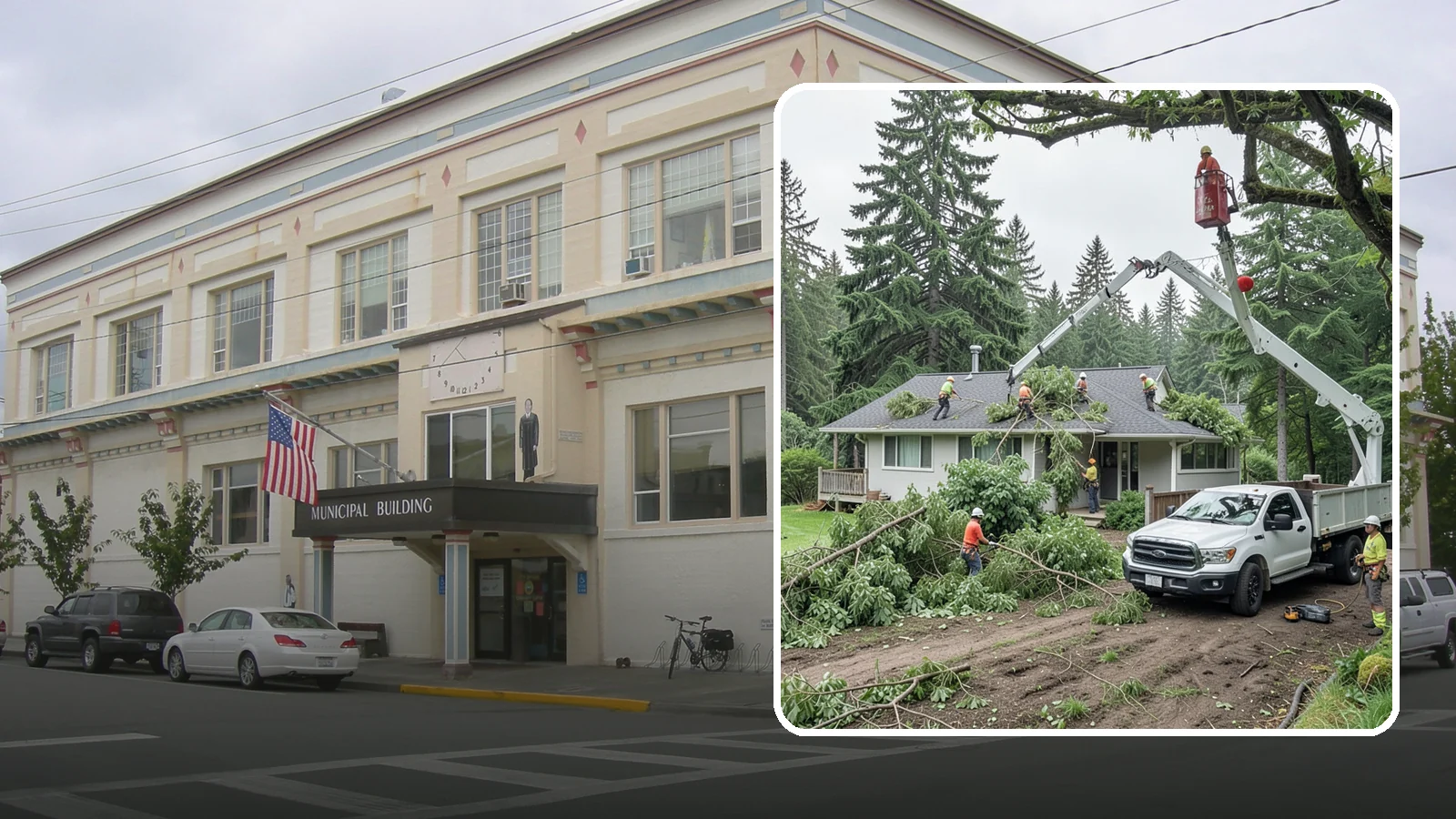 Roof clearance pruning in Anacortes, Skagit County, WA - The pruning of branches away from rooflines.