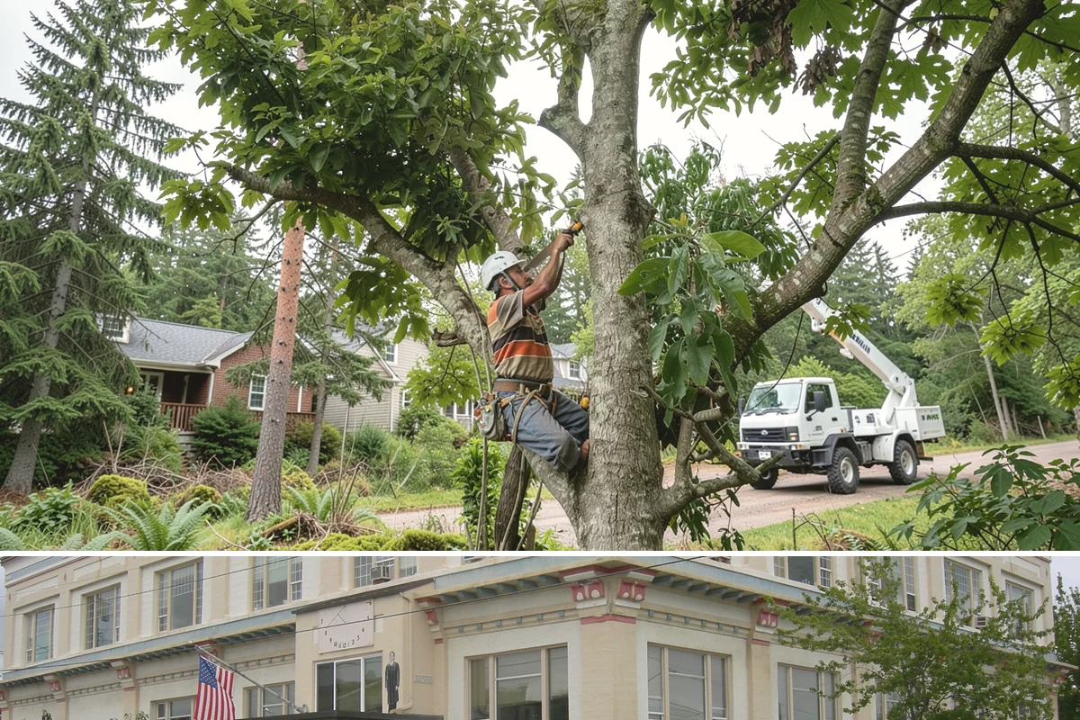 Roof clearance pruning in Anacortes, Skagit County, WA - Work should be scheduled during dormant seasons to minimize stress from over-pruning while adhering to specific timing...
