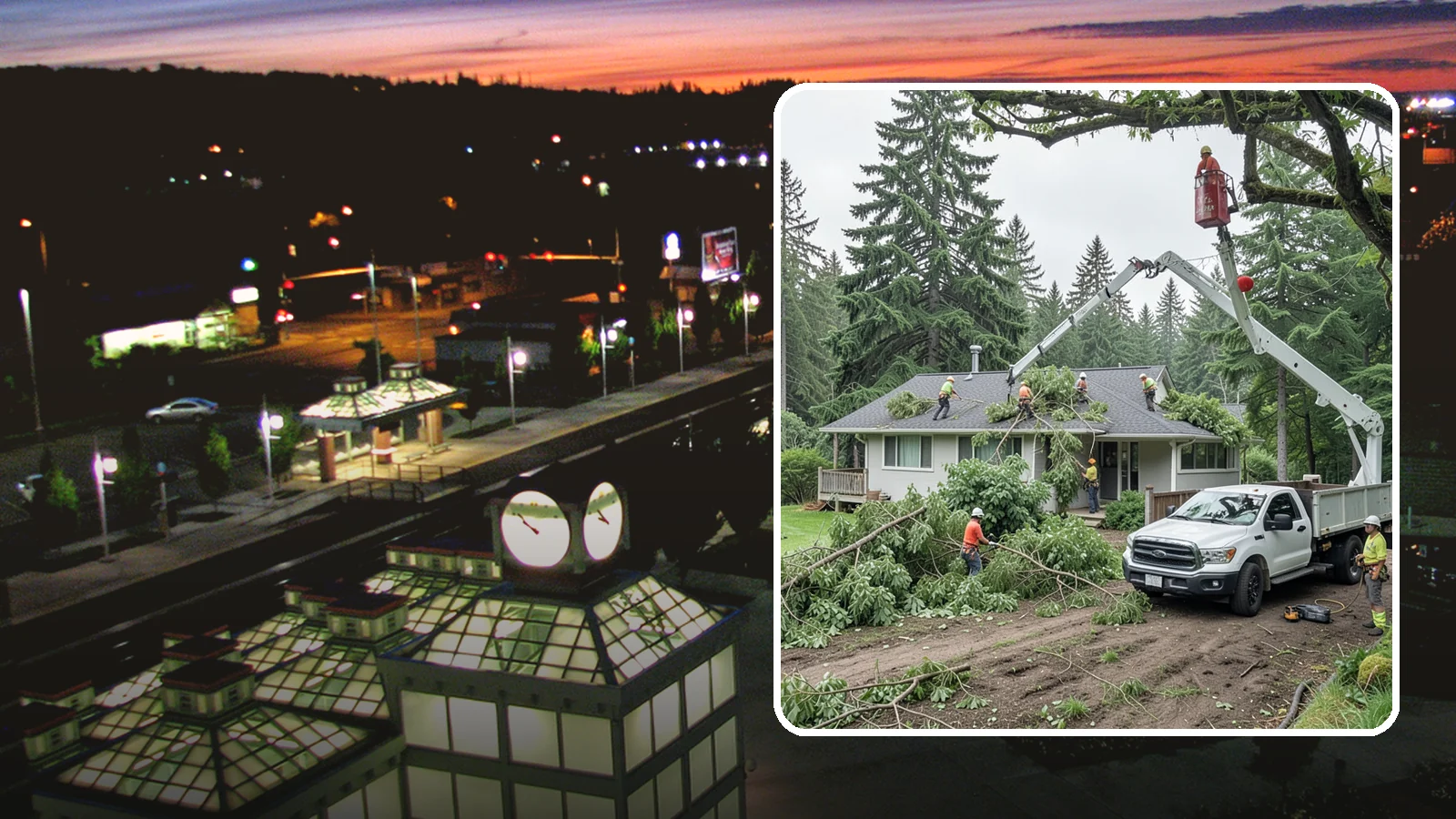 Roof clearance pruning in Auburn, King County, WA - The pruning of branches away from rooflines.