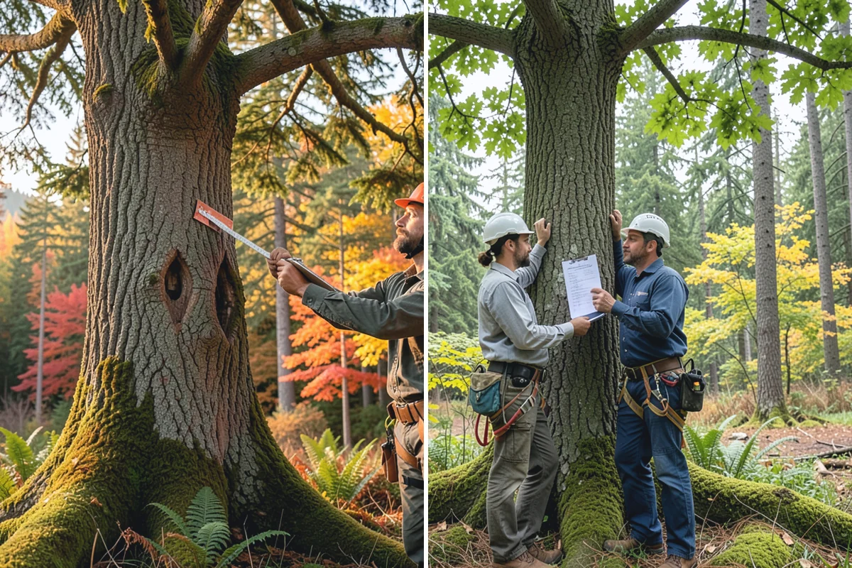 Roof clearance pruning in Beaux Arts Village, King County, WA - Assess canopy condition and pruning objectives