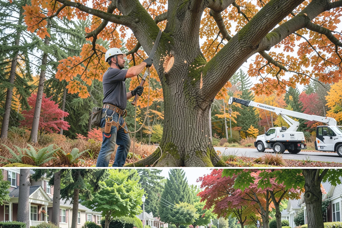 Roof clearance pruning in Beaux Arts Village, King County, WA - Work should be scheduled during dormant seasons to minimize stress from over-pruning while adhering to specific timing...