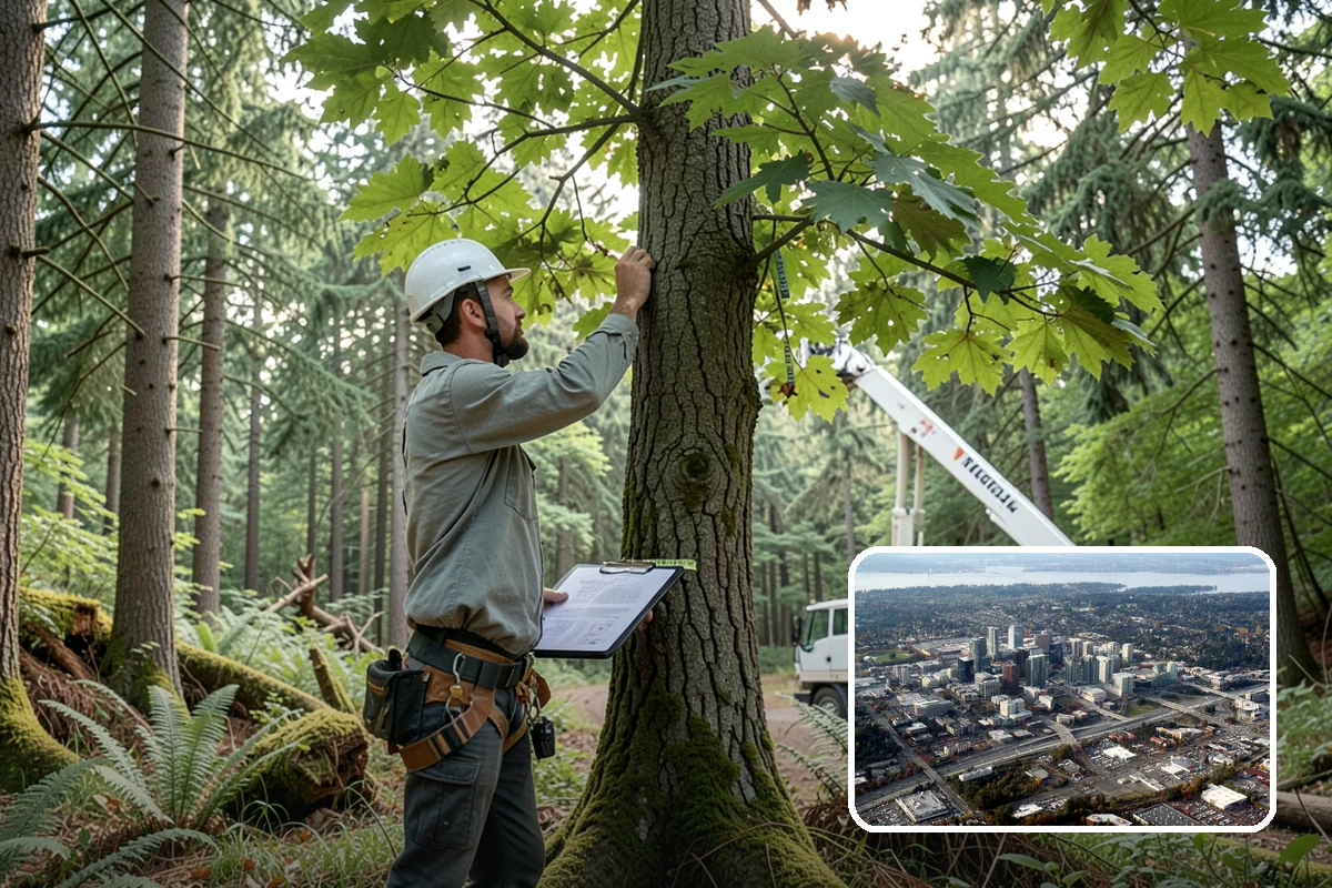 Roof clearance pruning in Bellevue, King County, WA - Improves tree structure, health, and appearance