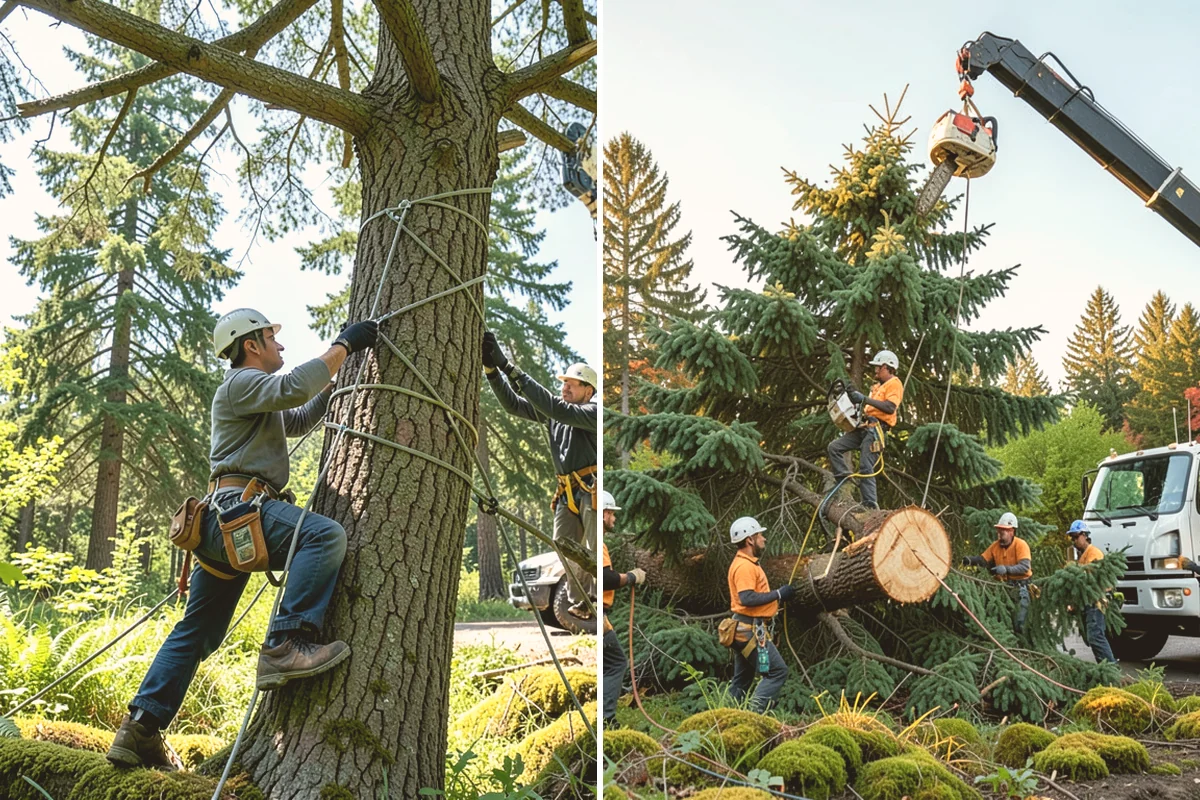 Roof clearance pruning in Bellevue, King County, WA - Assess canopy condition and pruning objectives