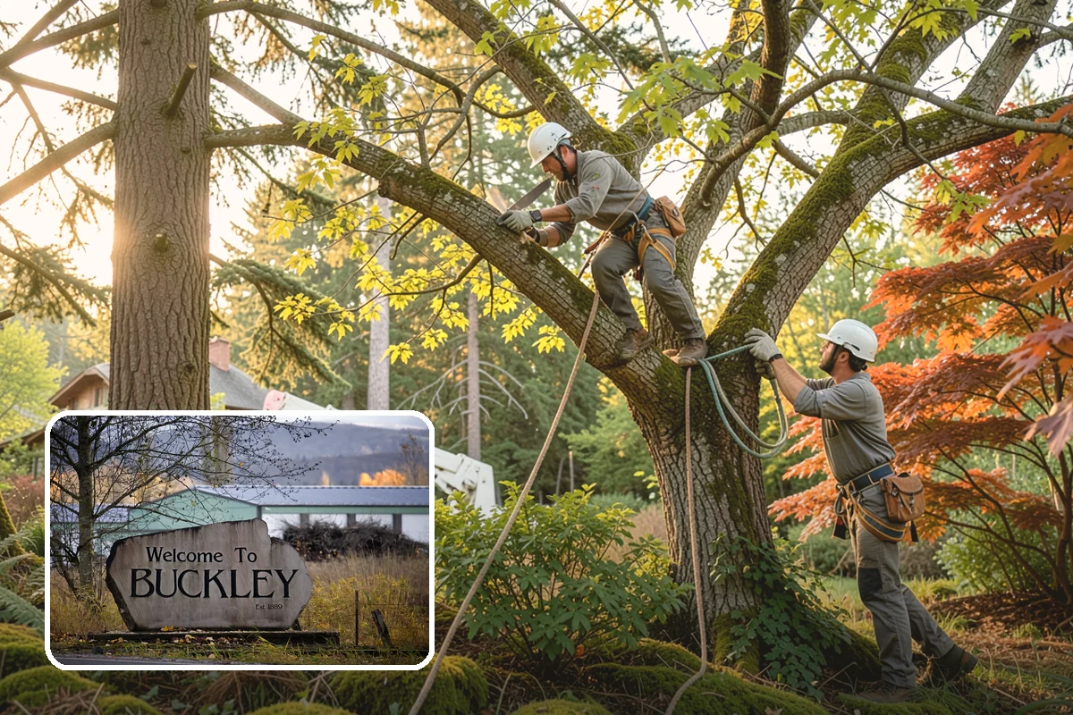 Roof clearance pruning in Buckley, Pierce County, WA - Improves tree structure, health, and appearance