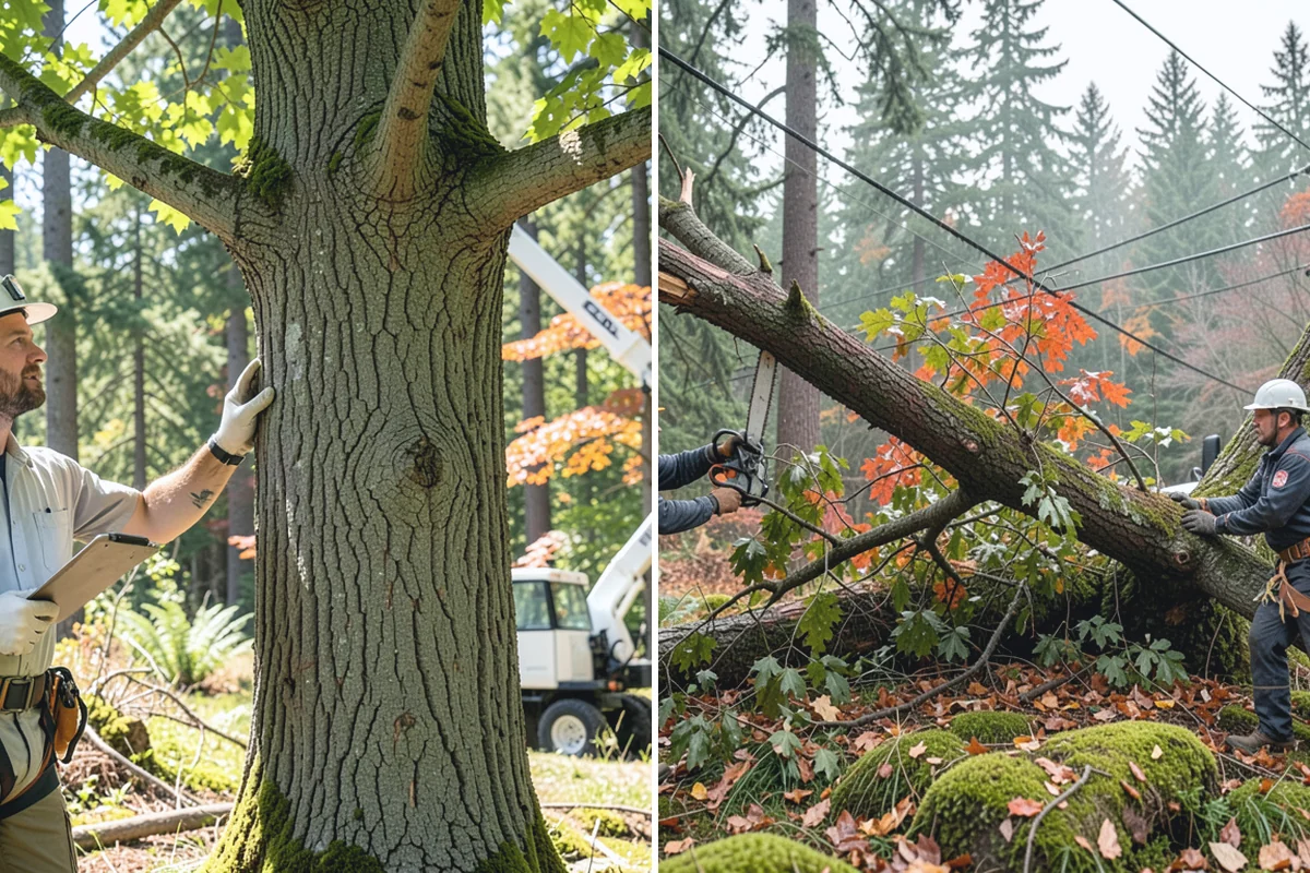 Roof clearance pruning in Buckley, Pierce County, WA - Assess canopy condition and pruning objectives