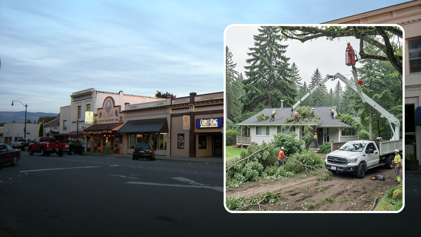 Roof clearance pruning in Burlington, Skagit County, WA - The pruning of branches away from rooflines.
