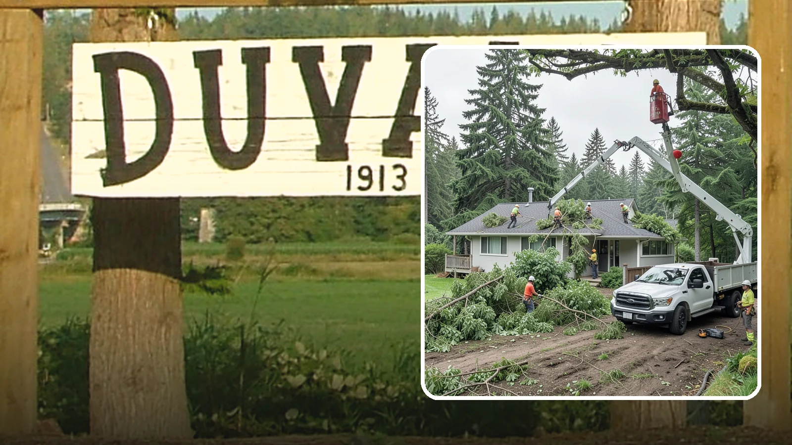 Roof clearance pruning in Duvall, King County, WA - The pruning of branches away from rooflines.