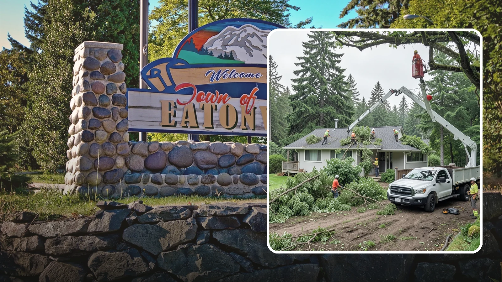 Roof clearance pruning in Eatonville, Pierce County, WA - The pruning of branches away from rooflines.