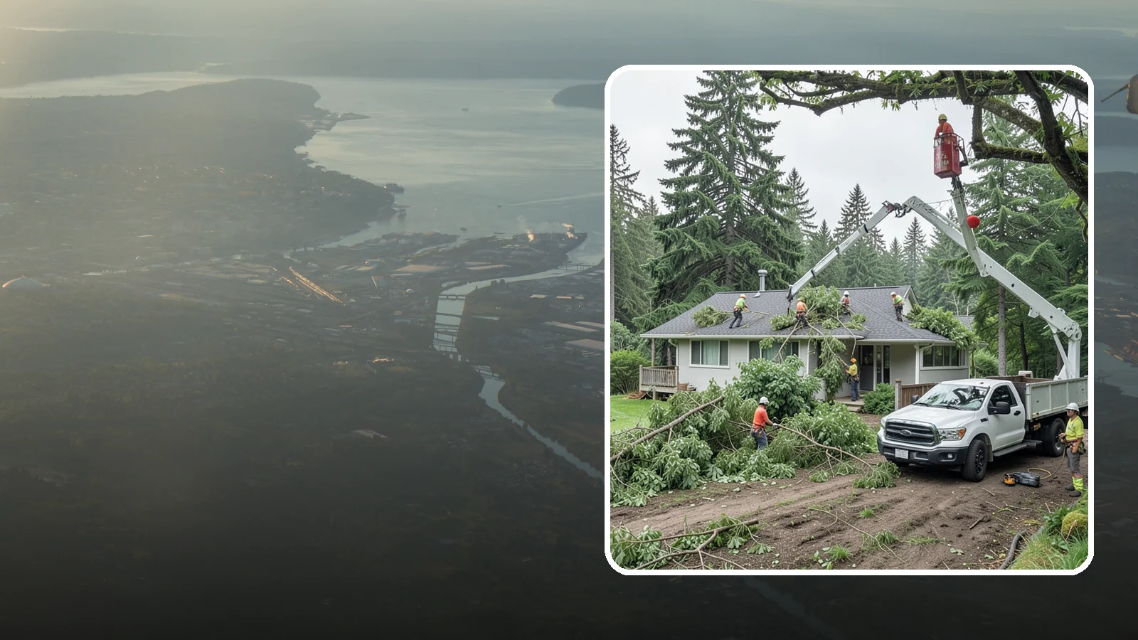 Roof clearance pruning in Fife, Pierce County, WA - The pruning of branches away from rooflines.