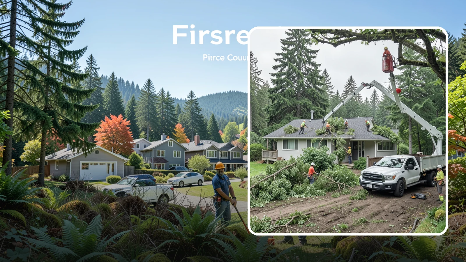 Roof clearance pruning in Fircrest, Pierce County, WA - The pruning of branches away from rooflines.